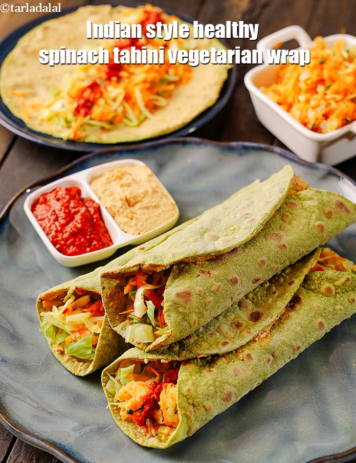 Step 35 – Serve <strong>spinach tahini wrap&nbsp;</strong>immediately.