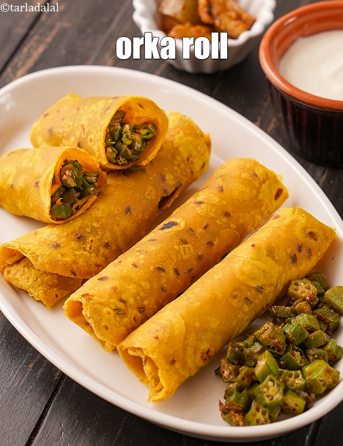 Step 32 – Serve <strong>bhindi wrap | orka roll | healthy ladies finger wrap | tiffin box bhindi …