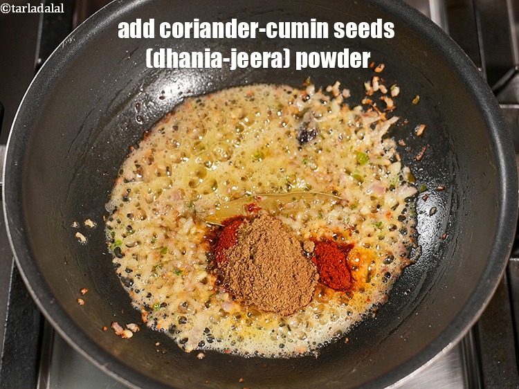 Step 32 – Add&nbsp;2 tsp&nbsp;<a href="https://www.tarladalal.com/glossary-coriander-cumin-seeds-powder-dhania-jeera-powder-375i">coriander-cumin seeds (dhania-jeera) powder</a>.
