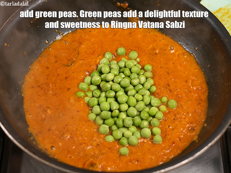 Step 32 – Add &frac12; cup <a href="https://www.tarladalal.com/glossary-green-peas-matar-hare-matar-vatana-180i">green peas</a>. Green peas add a delightful texture and sweetness to …