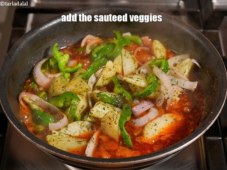 Step 32 – Add the sauteed veggies.