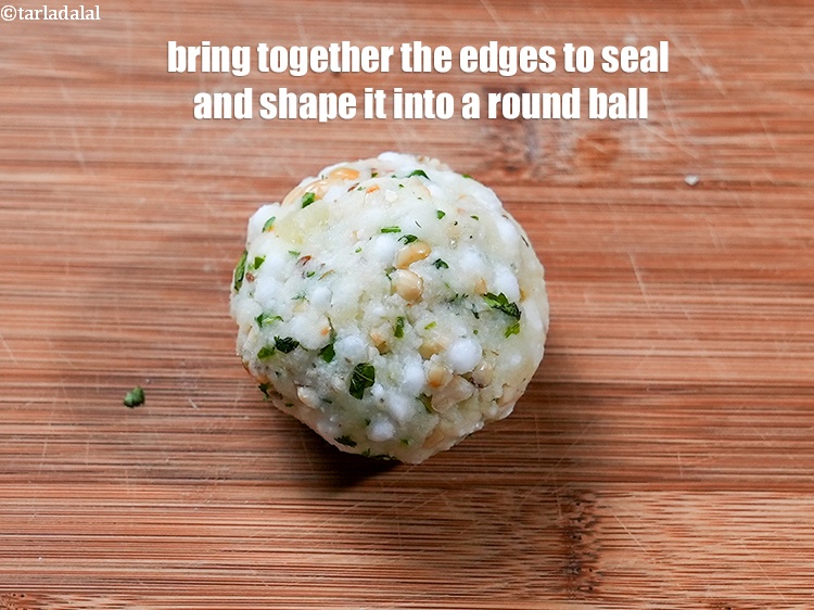 Step 32 – Bring together the edges in the centre to seal the stuffing and shape it into …