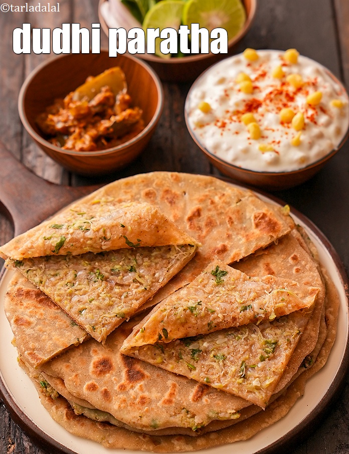 Step 32 – Serve the <strong>lauki paratha recipe | dudhi paratha | stuffed lauki paratha | bottle gourd …