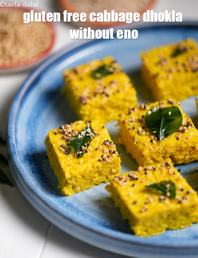 Step 32 – Serve <strong>cabbage dhokla</strong> hot garnished with coriander.
