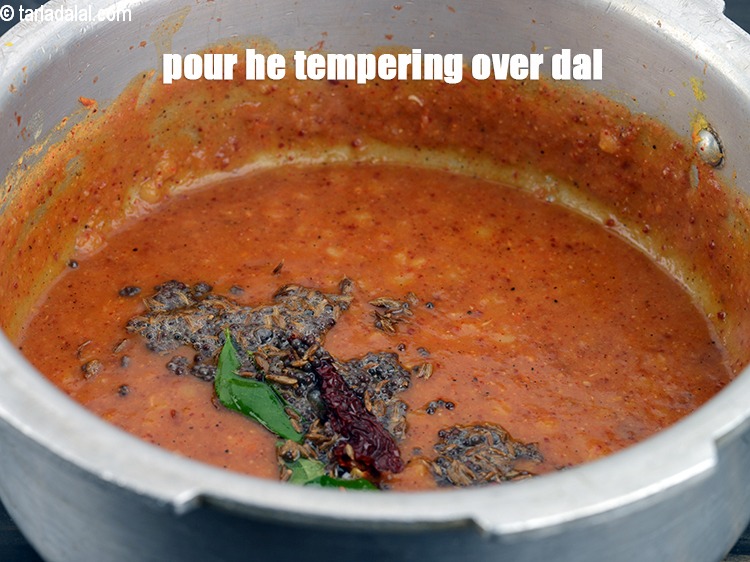 Step 33 – Pour the tempering over the dal mixture.