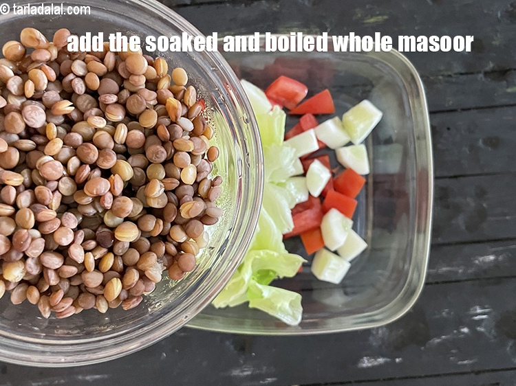 Step 32 – Add&nbsp;<meta charset="UTF-8" />1/4 cup&nbsp;soaked and boiled whole&nbsp;<a href="glossary-masoor-whole-red-lentil-kala-masoor-301i">masoor (whole red lentil)</a>.