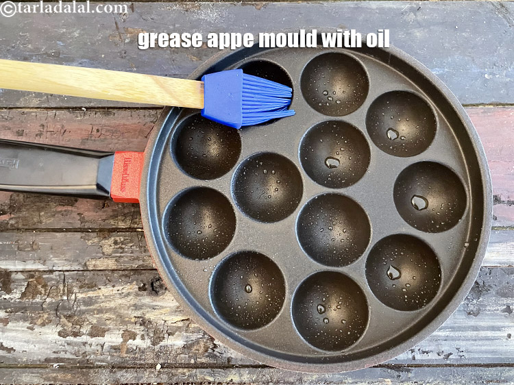 Step 32 – To make <strong>pulse appe recipe | mixed pulse appe | dal vegetable&nbsp;rice app |&nbsp;</strong>heat an …