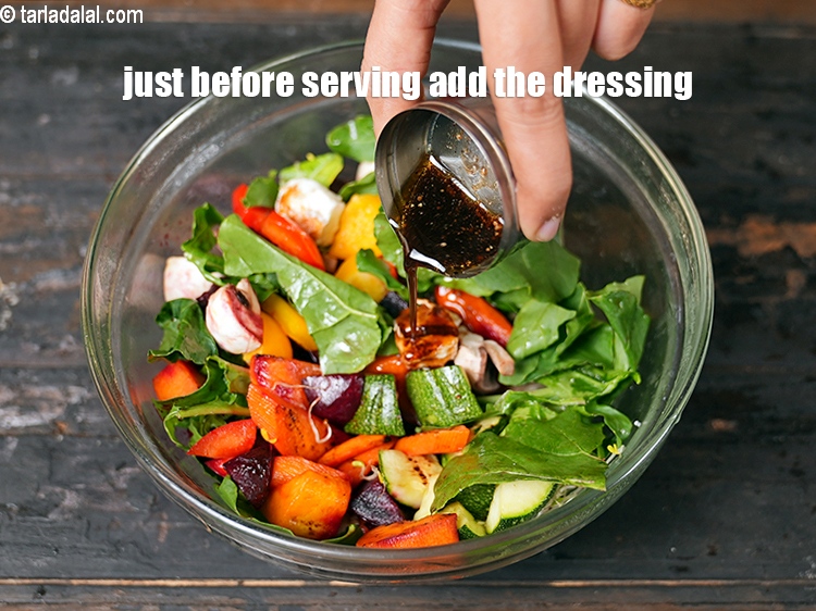 Step 37 – Just before serving <strong>healthy paneer rocket leaves and alfalfa sprouts salad </strong>, add the dressing.