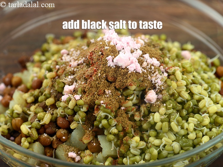 Step 35 – Add 1 tsp&nbsp;<a href="https://www.tarladalal.com/glossary-black-salt-sanchal-kala-namak-422i">black salt (sanchal)</a>&nbsp;to taste.