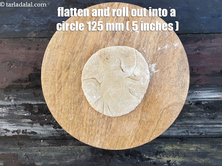 Step 35 – Flatten and roll out again into a circle of 125 mm. (5") diameter circle with …
