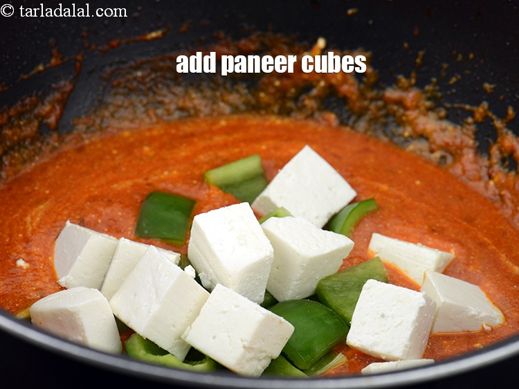 Step 33 – Add 3/4&nbsp;cup <a href="https://www.tarladalal.com/glossary-paneer-cubes-cottage-cheese-cubes-1002i">paneer (cottage cheese) cubes</a>.