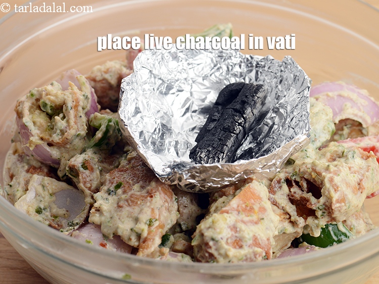 Step 35 – Place the live charcoal in the vati.