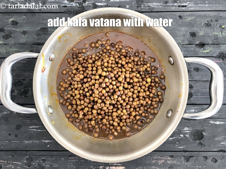 Step 32 – Add the kalal vatana with the water.