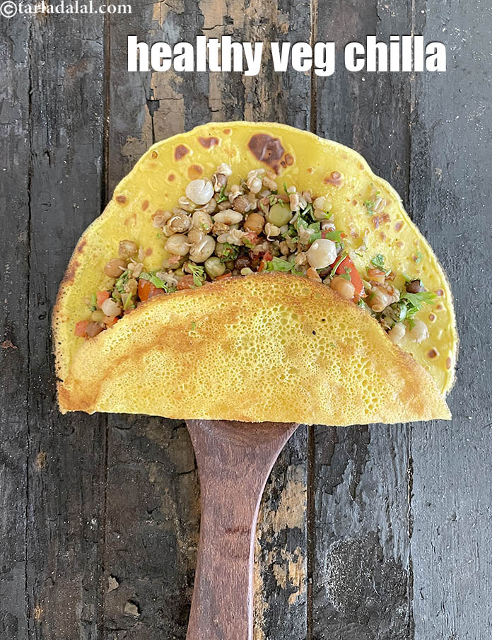 Step 49 – Serve <strong>stuffed mixed sprouts chilla recipe | healthy sprouts stuffed besan cheela | Indian stuffed …