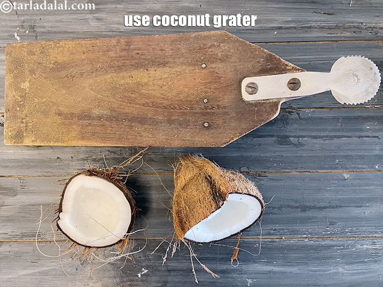 Step 6 – You will need a coconut grater which has a blade in the front.