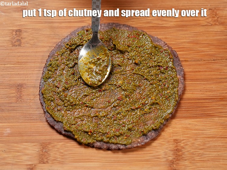 Step 31 – Put 1 tsp of chutney and spread evenly over it.