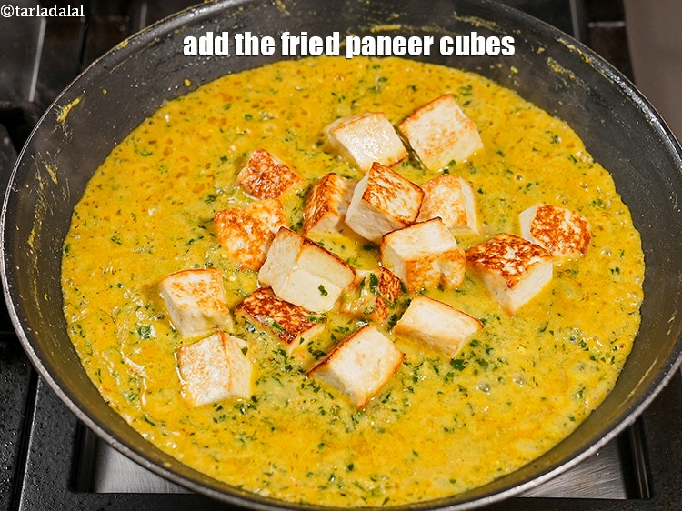 Step 33 – Add the fried paneer cubes.