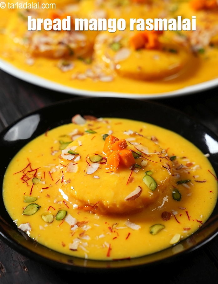 स्टेप 34 – <strong>मैंगो ब्रेड रसमलाई को</strong>&nbsp;ठंडा-ठंडा परोसें&nbsp;।&nbsp;