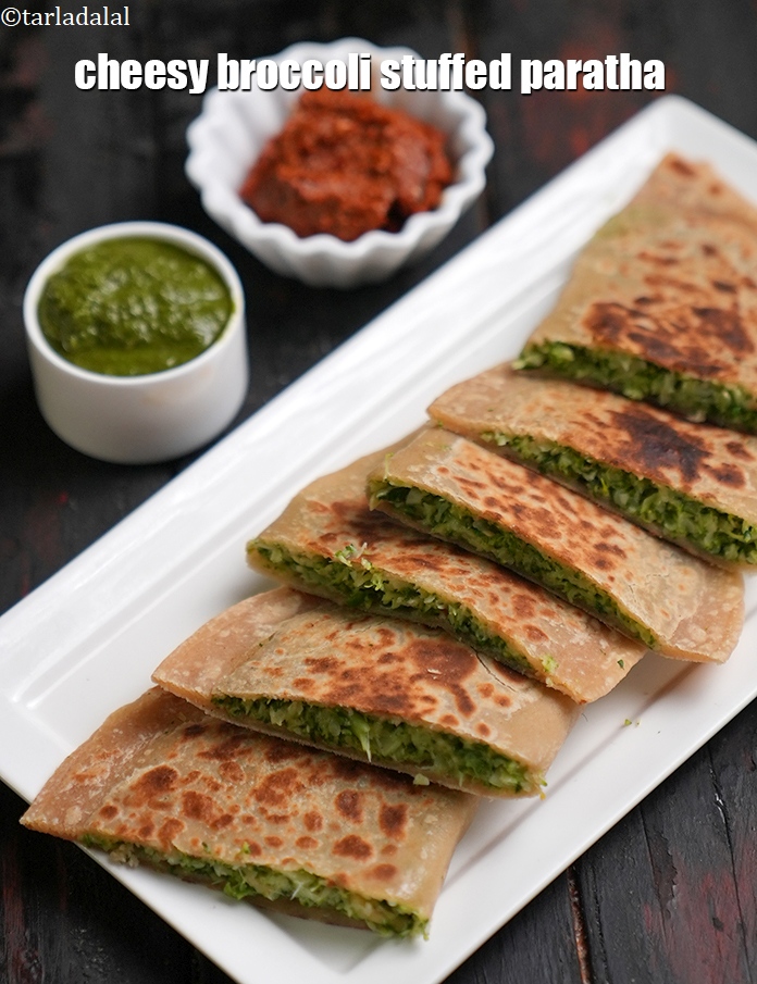 Step 32 – Serve <strong>broccoli cheese paratha recipe | cheesy broccoli stuffed paratha | spiced broccoli and cheese …