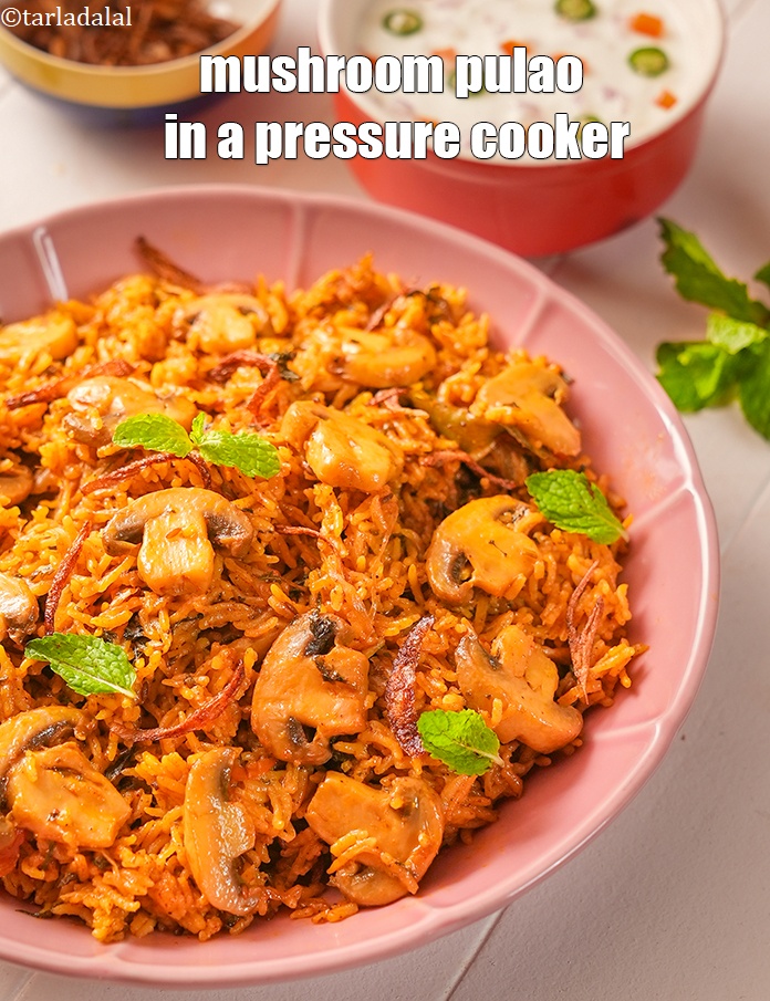 Step 33 – Serve<strong> mushroom pulao recipe | mushroom pulao in a pressure cooker | khumb pulao |</strong> …