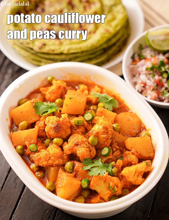 Step 33 – Serve <strong>aloo gobi mutter sabzi recipe&nbsp;|&nbsp;potato cauliflower and peas curry&nbsp;|&nbsp;gobhi matar aloo bhaji&nbsp;|</strong> hot garnished …