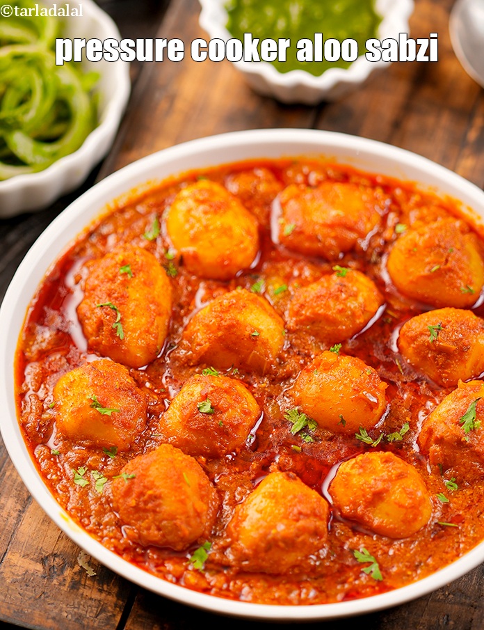 Step 33 – Serve<strong> quick potato curry recipe | pressure cooker aloo sabzi | instant dum aloo |</strong> …