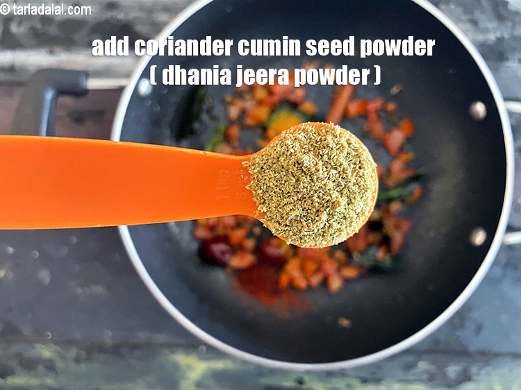 Step 33 – <p>Add 1&nbsp; tsp <a href="https://www.tarladalal.com/glossary-coriander-cumin-seeds-powder-dhania-jeera-powder-375i"><strong>coriander-cumin seeds (dhania-jeera) powder</strong></a><strong>.</strong></p>