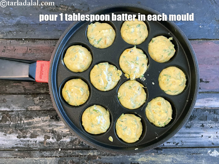 Step 33 – Pour 1 tbsp of the batter into each appe mould.