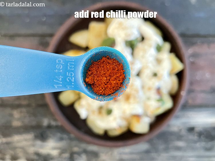 Step 33 – Add red chilli powder.&nbsp;We used 1/8 tsp of roasted cumin seed powder.