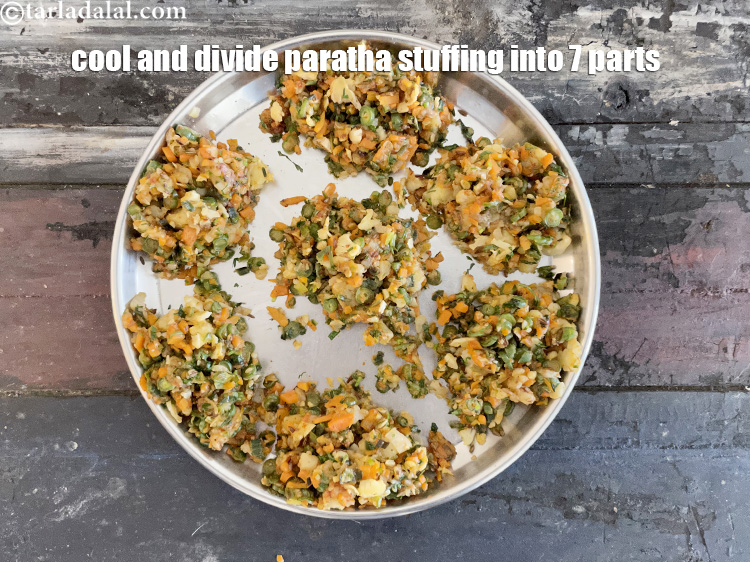 Step 31 – Cool and divide paratha stuffing into 7.