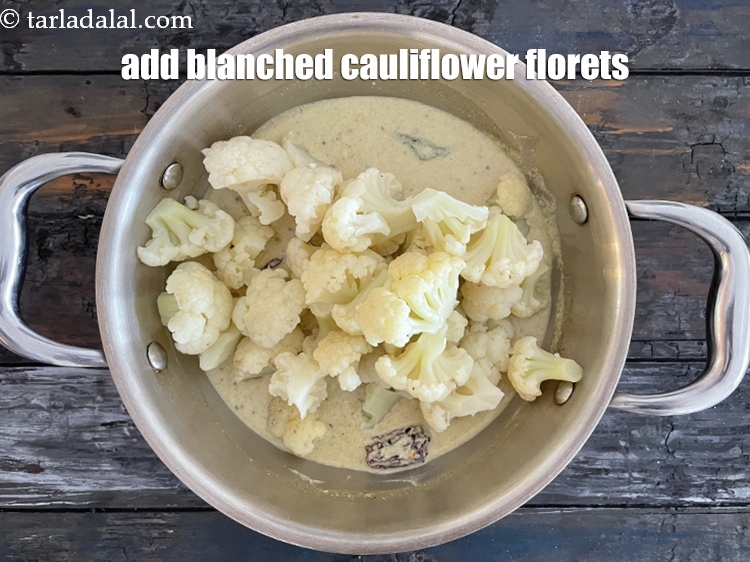 Step 33 – Add&nbsp;<meta charset="UTF-8" />3 cups&nbsp;<a href="glossary-blanched-cauliflower-976i">blanched cauliflower florets</a>.