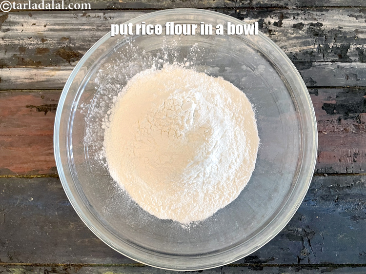 Step 40 – Take 1 1/2 cups&nbsp;<meta charset="UTF-8" />&nbsp;<a href="glossary-rice-flour-chawal-ka-atta-534i">rice flour (chawal ka atta)</a>&nbsp;in a bowl.