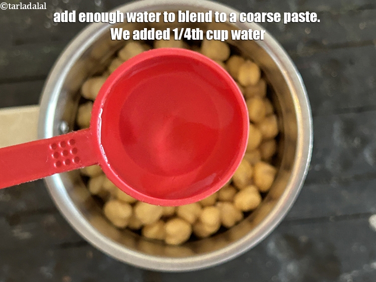 Step 35 – Add enough water to blend&nbsp;to a coarse paste. We added 1/4th cup water.