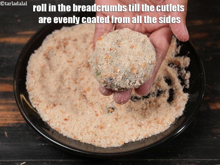 Step 35 – Roll in the breadcrumbs till the cutlets are evenly coated from all the sides.