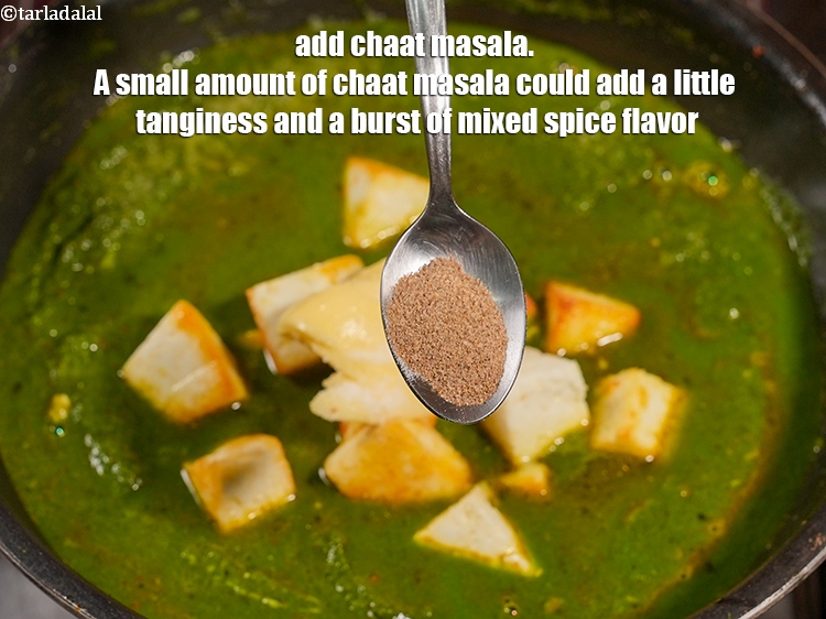 Step 34 – Add &frac14; tsp chaat masala. A small amount of chaat masala could add a little …