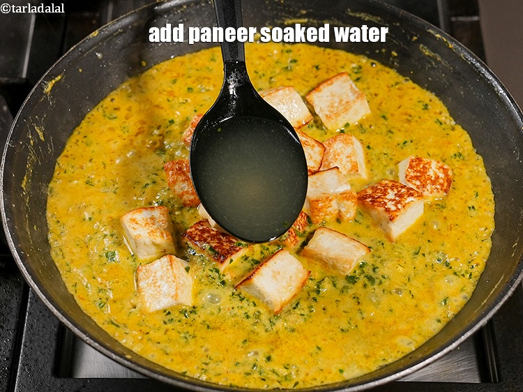 Step 34 – Add &frac12; cup paneer soaked water.
