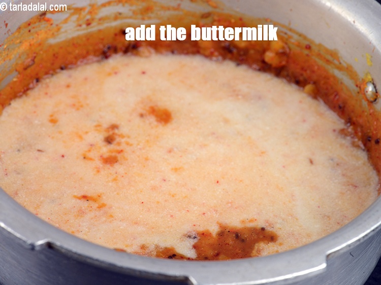 Step 35 – Remove from the flame and add the buttermilk.
