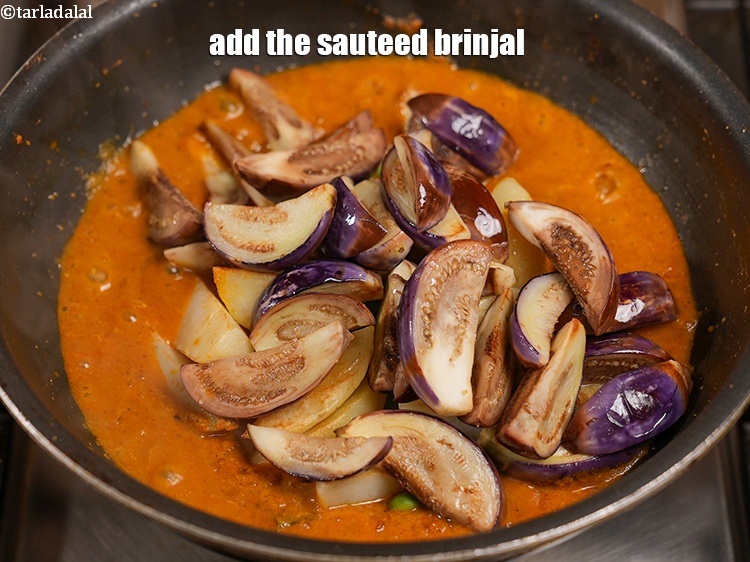Step 34 – Add the sauteed brinjal.