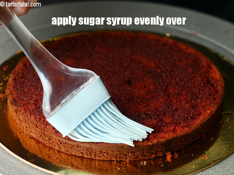 Step 38 – Apply sugar syrup evenly over the sponge.