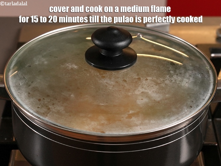 Step 34 – Cover and cook on a medium flame for 15 to 20 minutes till the pulao …