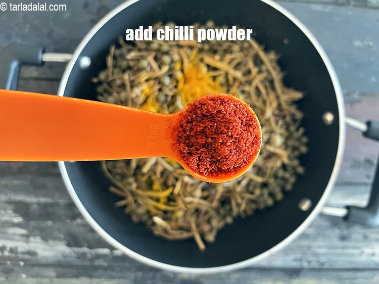 Step 37 – Add&nbsp;2 tsp&nbsp;<a href="glossary-chilli-powder-red-chilli-powder-339i">chilli powder</a>.