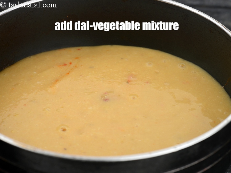 Step 35 – Add the dal-vegetable mixture.
