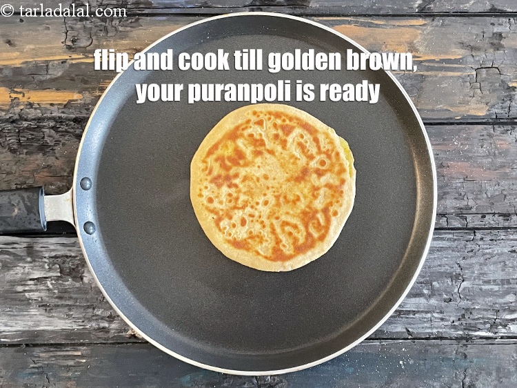 Step 34 – Flip and cook <strong>sweet potato puran poli |&nbsp;shakarkand puranpoli |&nbsp;puran poli with sweet potato&nbsp;|&nbsp;</strong>till golden …