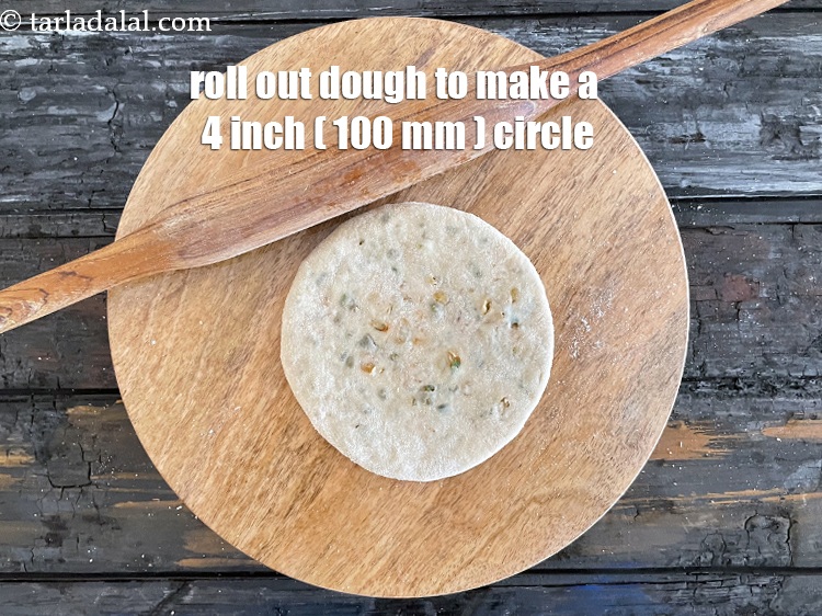 Step 35 – Roll out dough to make a 4 inch ( 100 mm ) circle.