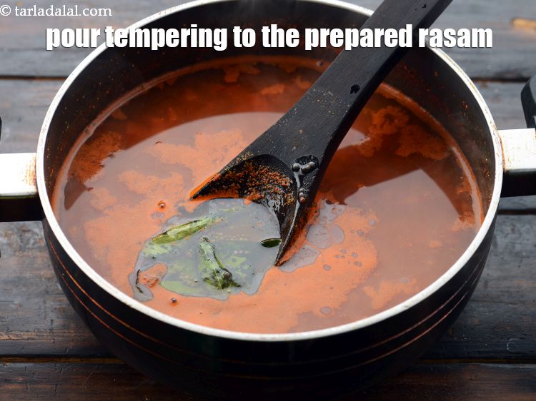 Step 39 – Pour the tempering to the prepared rasam.