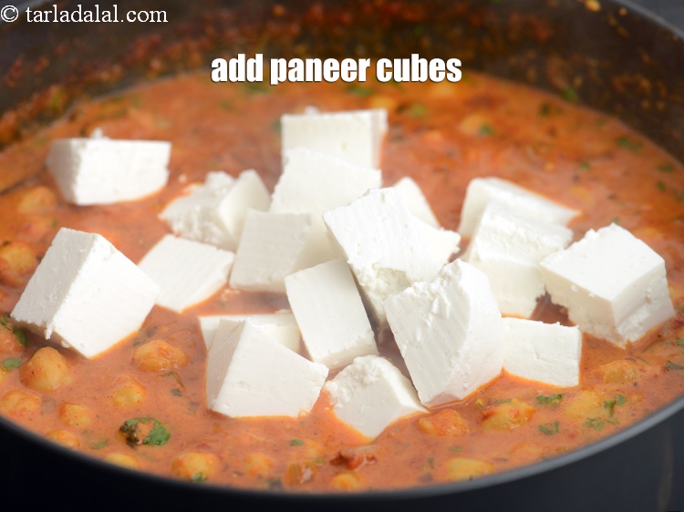 Step 35 – Add 2 cups <a href="https://tarladalal.com/glossary-paneer-cubes-cottage-cheese-cubes-1002i">paneer (cottage cheese) cubes</a>.
