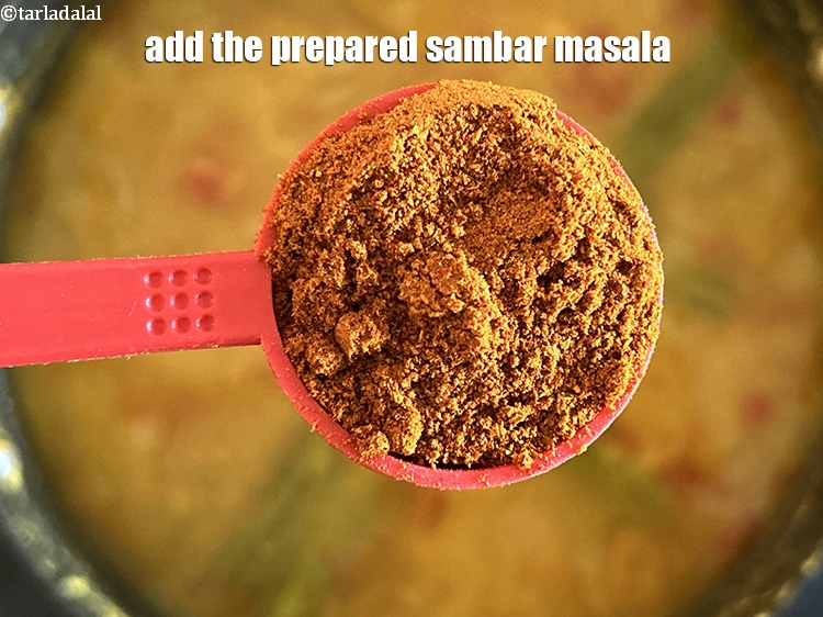 Step 36 – <p>Add&nbsp;<strong>2 tbsp</strong> prepared sambhar masala.&nbsp;Sambar masala is a carefully crafted blend of spices like coriander …