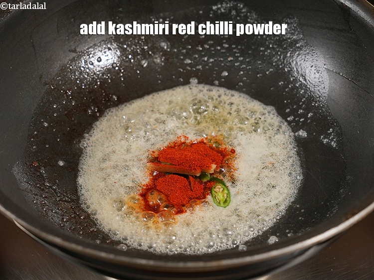Step 35 – Add &frac12; tsp <a href="https://www.tarladalal.com/glossary-kashmiri-red-chilli-powder-kashmiri-mirch-powder-2684i">kashmiri red chilli powder</a>.