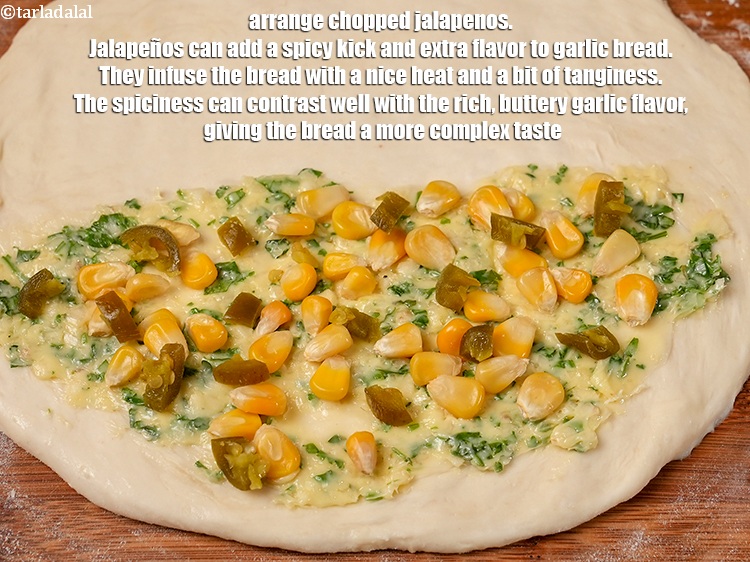 Step 36 – Arrange <a href="https://www.tarladalal.com/glossary-chopped-jalapenos-1242i">chopped jalapenos</a>. Jalape&ntilde;os can add a spicy kick and extra flavor to garlic …