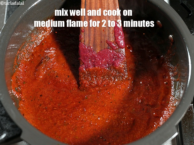 Step 35 – Mix well and cook on medium flame for 2 to 3 minutes, while stirring occasionally.